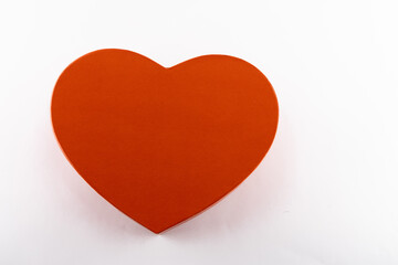 Valentine's Day Red heart-shaped box on a white background