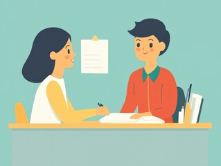 Obraz premium A professional Asian woman inquires about life insurance benefits from an experienced insurance broker during a consultation at a business office, discussing policy options and coverage.