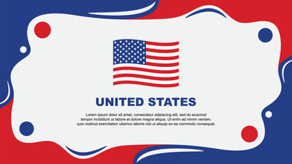 United States Flag Abstract Background Flat Design Template. United States Independence Day Banner Wallpaper Vector Illustration. United States Cartoon