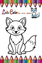 Adorable Arctic Fox Coloring Page for Kids - Fun and Printable Cartoon Animal Outline for Creative Learning