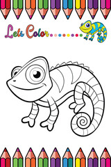 Adorable Chameleon Coloring Page for Kids - Fun and Printable Cartoon Animal Outline for Creative Learning
