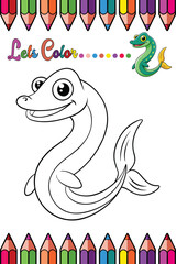 Adorable Eel Coloring Page for Kids - Fun and Printable Cartoon Marine Animal Outline for Creative Learning