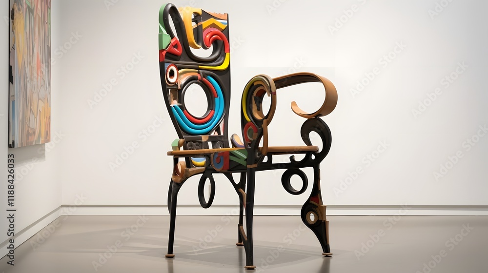 Aufkleber unique and captivating chair design with an flair showcased in a contemporary art gallery setting sp