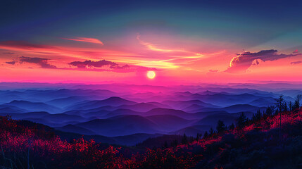 Fototapeta premium sunset in the mountains
