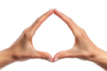 Hands Forming Triangle Shape on White Background for Design Concept