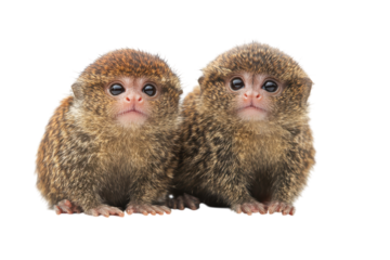 Charming Pygmy Marmosets Playing and Relaxing Isolated on a transparent Background for Use