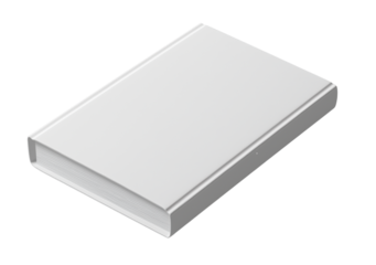 isolated on a transparent background1 - A white hardcover book with a PNG-style illustration and a transparent background png