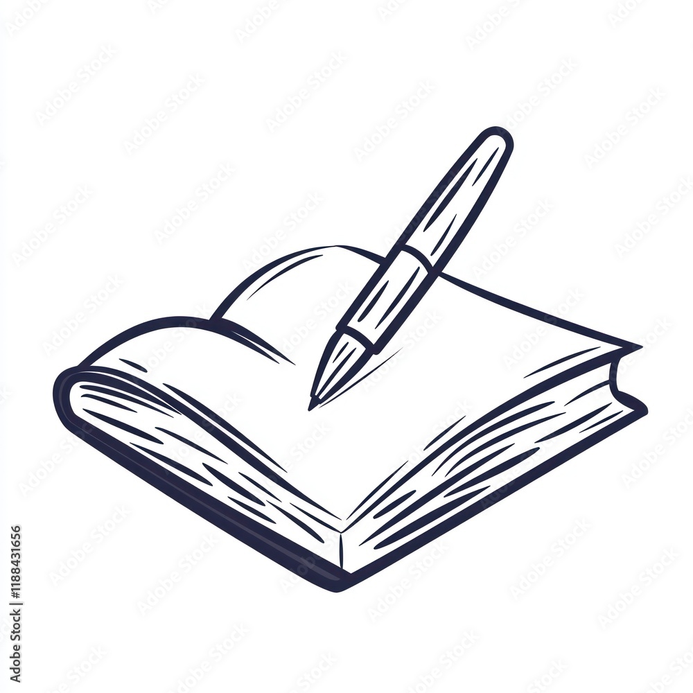 Poster open notebook with pen ready to write
