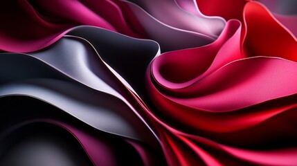 Obraz premium Abstract Crimson and Grey Waves: A Symphony of Curving Lines and Seductive Hues