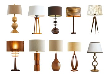 Detailed Picture of Retro and Modern Bedside Table Lamp Collection Cutouts