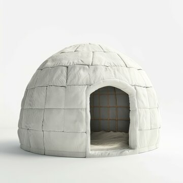 Warm igloo made of blocks of ice protecting from blizzard in the arctic polar circle