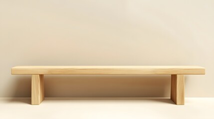 Simple Light Wooden Bench Against Neutral Wall