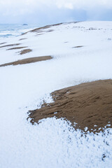 冬の鳥取砂丘の雪景色 鳥取県 鳥取砂丘