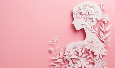Body Woman Breast Cancer Awareness Day paper cutting. Pink. Breast cancer awareness support or women's health advocacy concept, compassionate gesture symbolizing hope and solidarity.