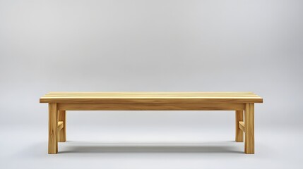 Simple Wooden Bench Isolated on White Background