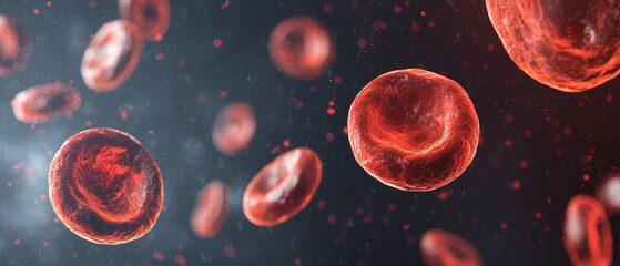 Naklejka premium Molecular structure of cancer cells under microscope, realistic macro body panorama. Breast cancer. 