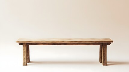 Simple Wooden Bench Against A Neutral Background