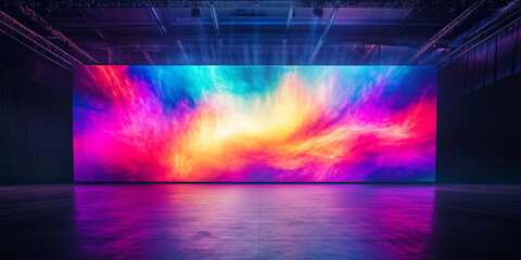 Display technology of the LED screen of colorful. LED screen shows in the work. Concert and party stage