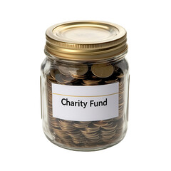 Charity fundraising jar community event product indoor setting close-up transparent background
