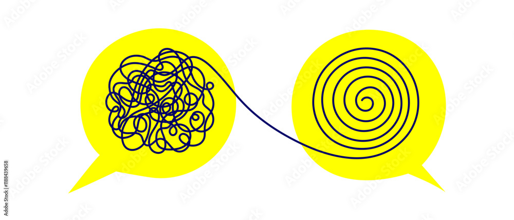 Wall mural stress concept tangled vector line art symbol mind