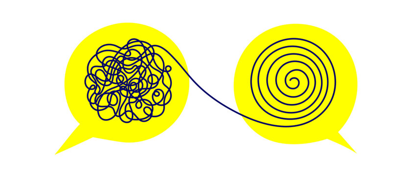 Stress concept Tangled vector line art symbol Mind