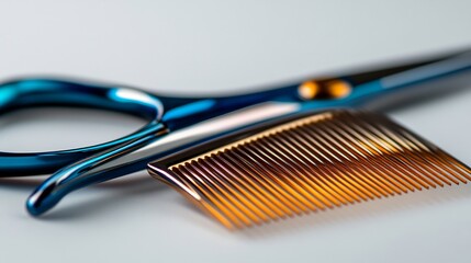 Professional Hairdressing Shears and Comb: A Close-Up
