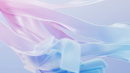 Transparent flowing fabric ribbons background, 3d rendering. - Powered by Adobe