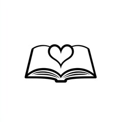 Open Book with Heart Showing Love of Reading