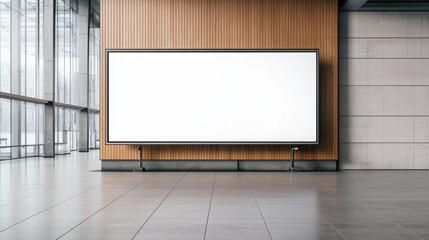 Clean Empty Billboard at Modern Convention Center Space Ready for Advertising or Promotion in a Bright and Minimalist Indoor Environment