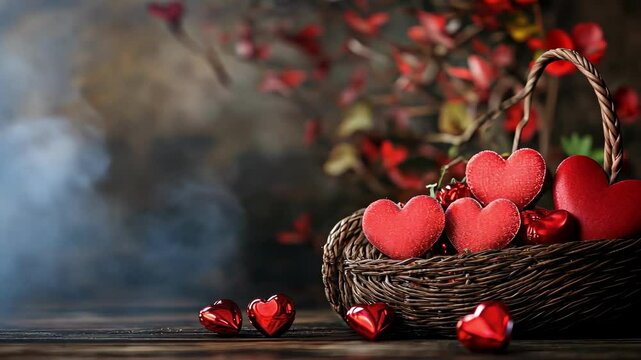 Beautiful and realistic 3D gift box. Festive background for February 14