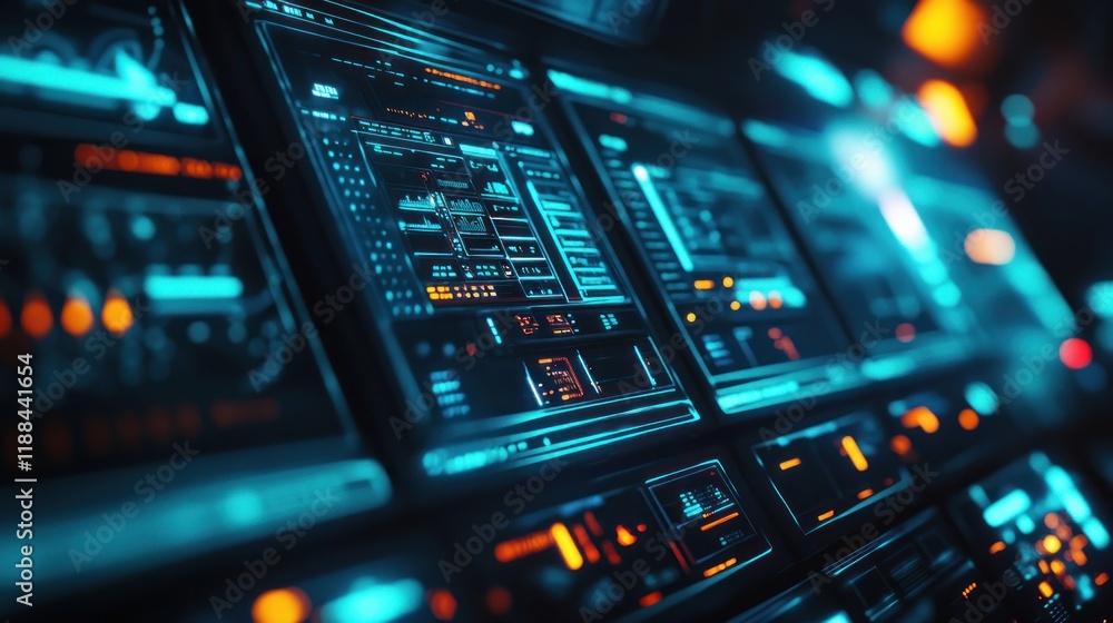 Poster futuristic technology interface: digital dashboard display
