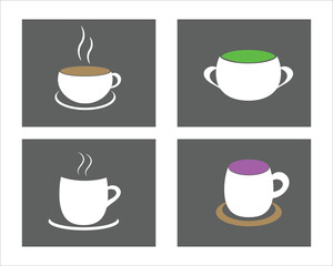 A cups of hot coffee illustration set , vector, isolated. Hot drinks icons