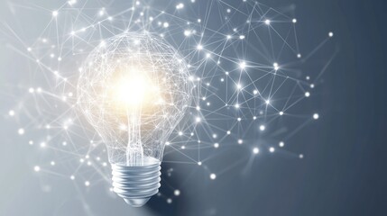 Illuminated lightbulb with glowing network connections, representing innovation and ideas.
