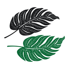 Obraz premium Tropical leaves vector. Set of palm leaves silhouettes isolated on white background. Vector EPS10 