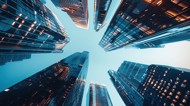 a futuristic cityscape of towering skyscrapers and neon lights, white space in the center of the page for text, sleek and dynamic tones against a futuristic backdrop