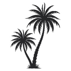Silhouette of palm tree vector art with white background
