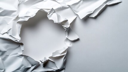 Obraz premium Torn White Paper with Circular Hole: Abstract Texture Background
