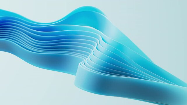 Flowing gradient blue curve ribbons background, 3d rendering.