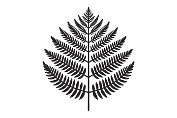 Naklejka premium A black and white silhouette of a fern leaf 