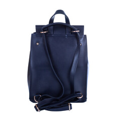 Back side of leather blue backpack isolated on transparent background png