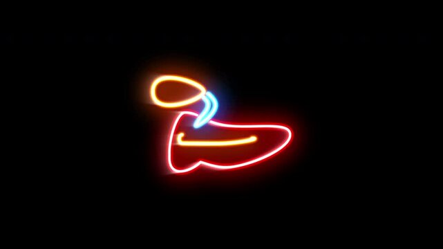 The blinking neon light of an organ system icon, against a black background.