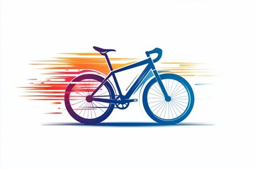 Obraz premium Colorful stylized bicycle in motion, speed lines.