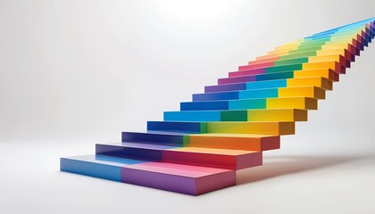 Fototapeta premium Vibrant Rainbow Staircase Ascending to Success and Achievement