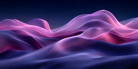 Obraz premium Purple, pink abstract landscape at night; digital art for design