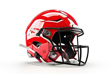 Clear Pixel Visual of Red American Football Helmet Mockup Isolated on White Background