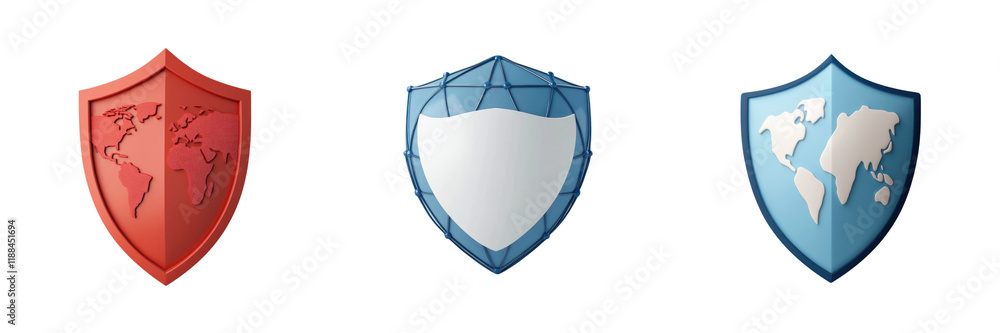 Poster 3d shields representing global security and protection concepts