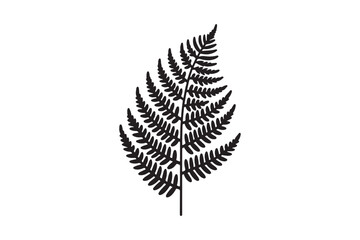 A black and white silhouette of a fern leaf 