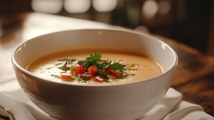 Creamy cauliflower soup with ginger and cilantro