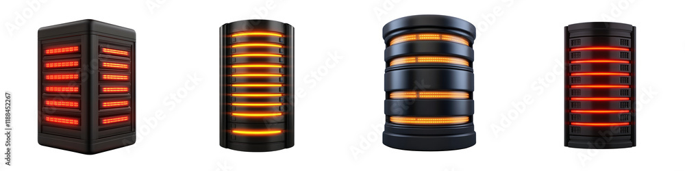 Aufkleber 3d image of futuristic database servers with glowing lights and sleek design