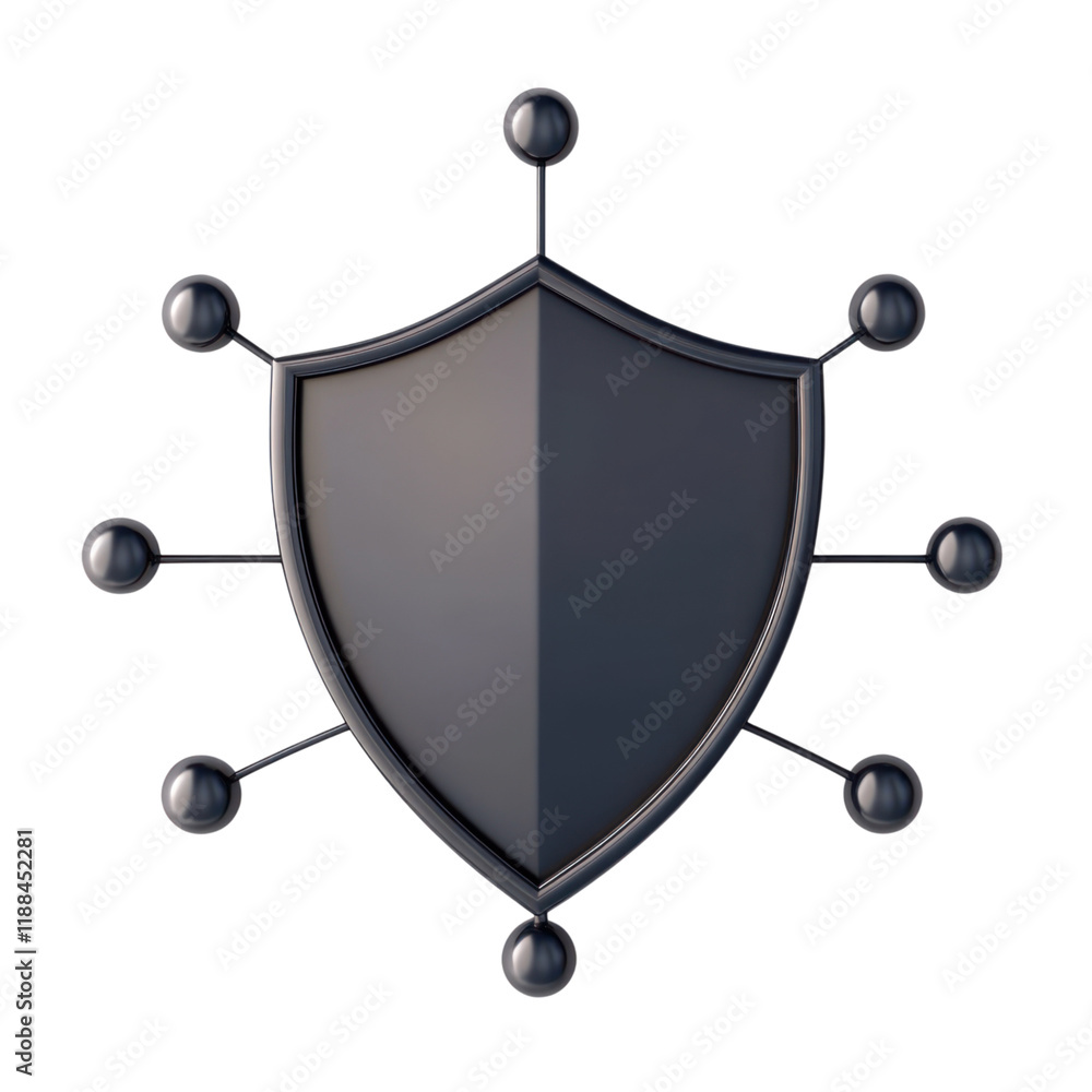 Poster 3d model of secure network connection featuring shield design, symbolizing protection and safety in 